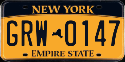 NY license plate GRW0147