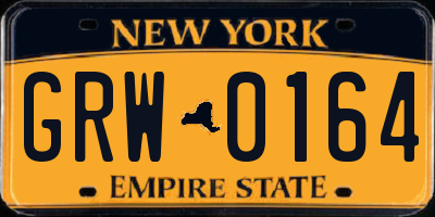 NY license plate GRW0164