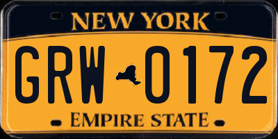 NY license plate GRW0172