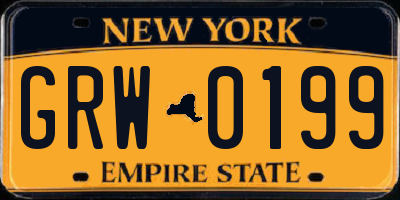 NY license plate GRW0199