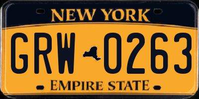NY license plate GRW0263