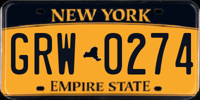 NY license plate GRW0274