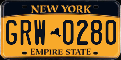 NY license plate GRW0280