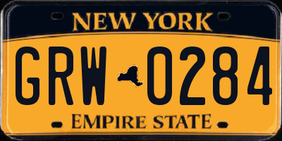 NY license plate GRW0284