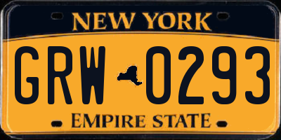 NY license plate GRW0293