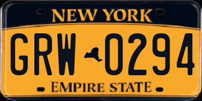 NY license plate GRW0294