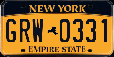 NY license plate GRW0331