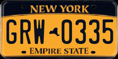NY license plate GRW0335