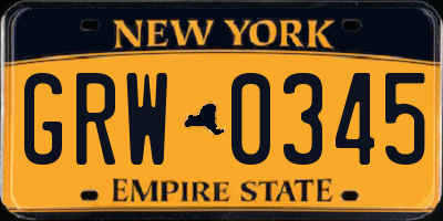 NY license plate GRW0345