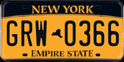 NY license plate GRW0366