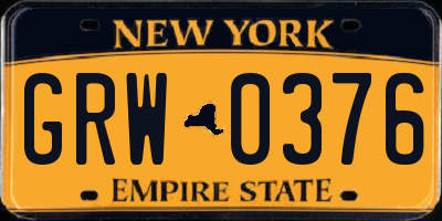 NY license plate GRW0376