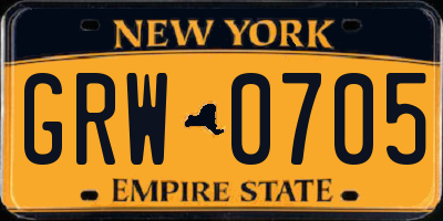 NY license plate GRW0705