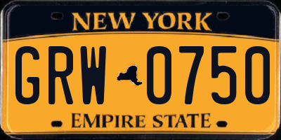 NY license plate GRW0750