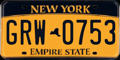 NY license plate GRW0753
