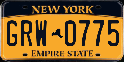 NY license plate GRW0775