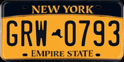 NY license plate GRW0793