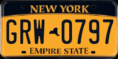NY license plate GRW0797