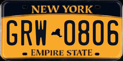 NY license plate GRW0806