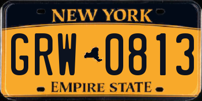 NY license plate GRW0813