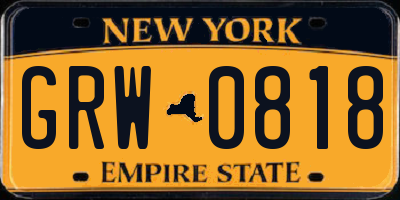 NY license plate GRW0818