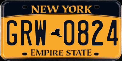 NY license plate GRW0824