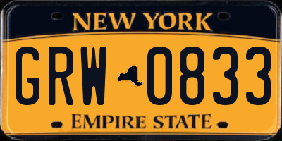 NY license plate GRW0833