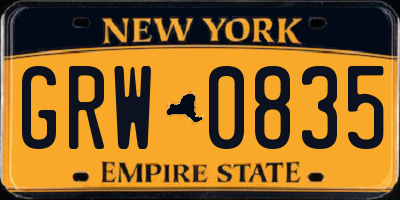 NY license plate GRW0835