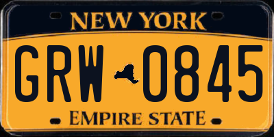NY license plate GRW0845
