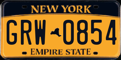 NY license plate GRW0854