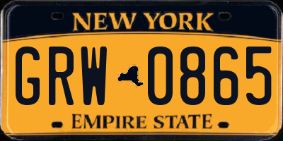 NY license plate GRW0865