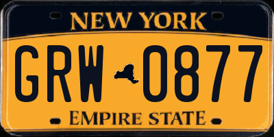 NY license plate GRW0877
