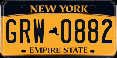 NY license plate GRW0882