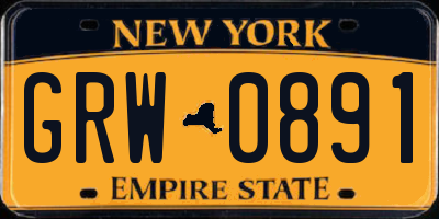 NY license plate GRW0891