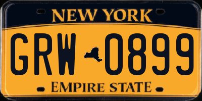 NY license plate GRW0899