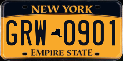 NY license plate GRW0901