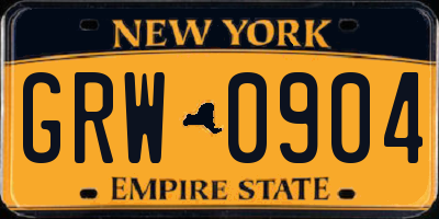NY license plate GRW0904