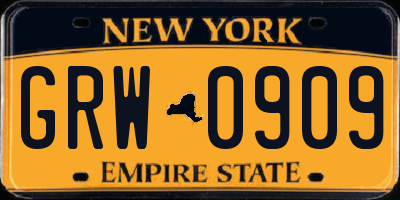 NY license plate GRW0909