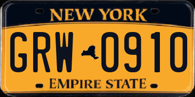 NY license plate GRW0910