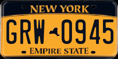NY license plate GRW0945