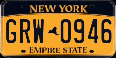 NY license plate GRW0946