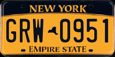 NY license plate GRW0951