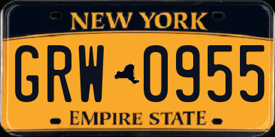 NY license plate GRW0955
