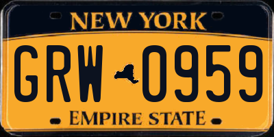 NY license plate GRW0959