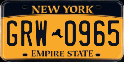 NY license plate GRW0965