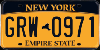NY license plate GRW0971