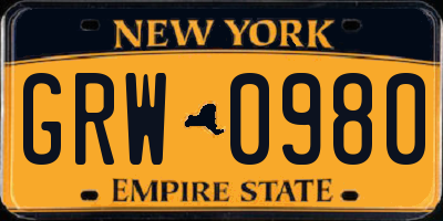 NY license plate GRW0980