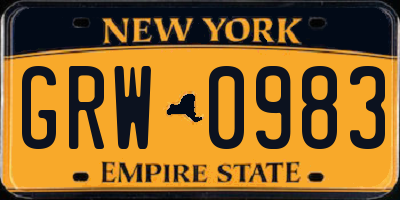 NY license plate GRW0983