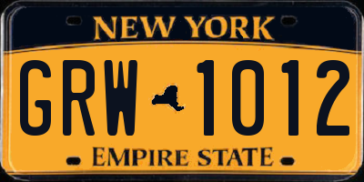 NY license plate GRW1012