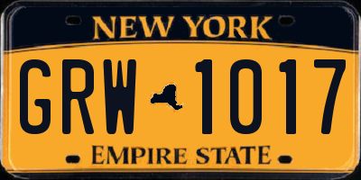NY license plate GRW1017