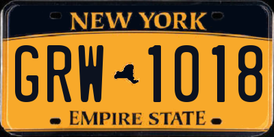 NY license plate GRW1018